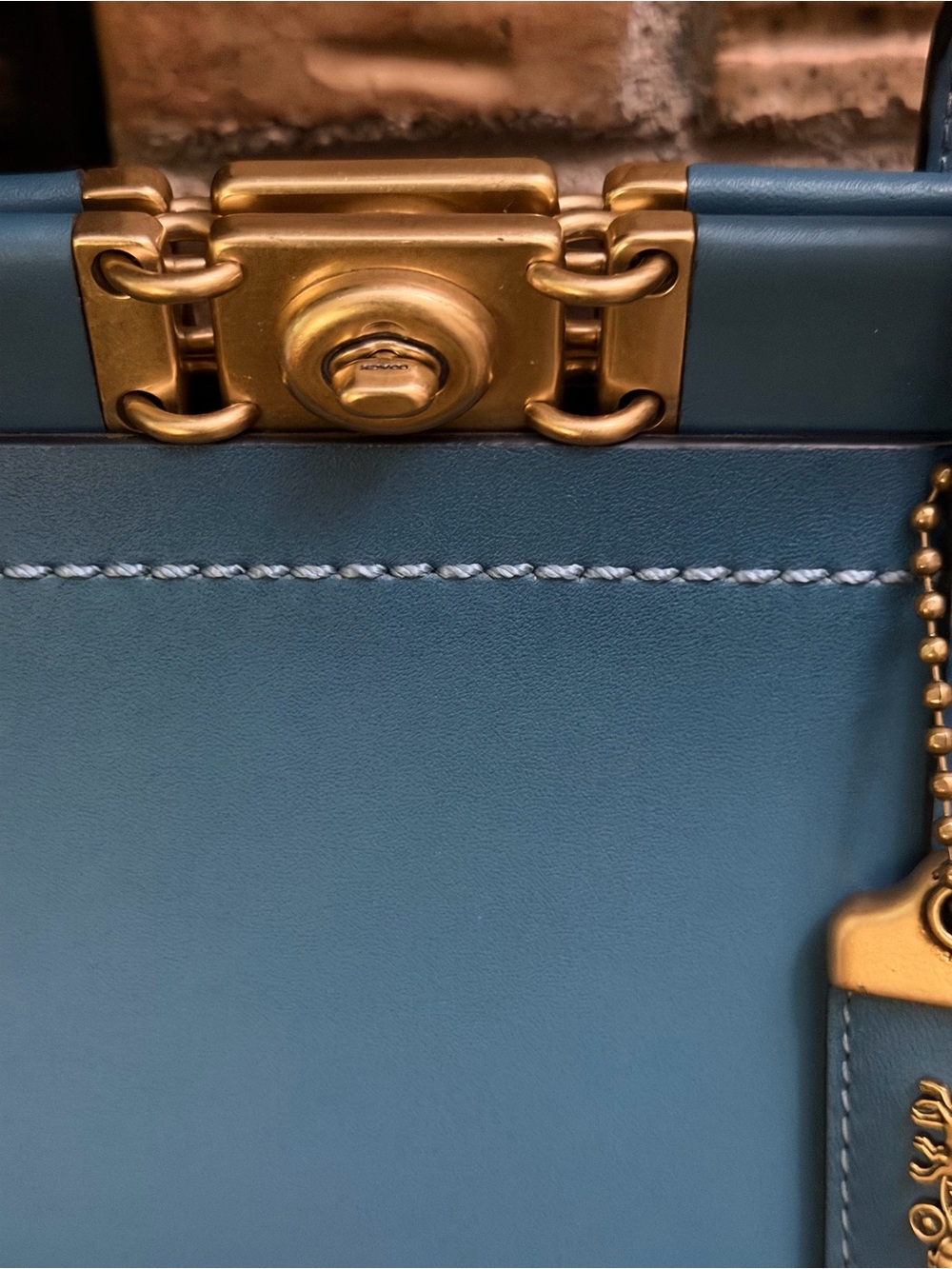COACH 1941 Troupe Tote Weaved Leather Bag Blue Lake Multi like new - Picture 9 of 9
